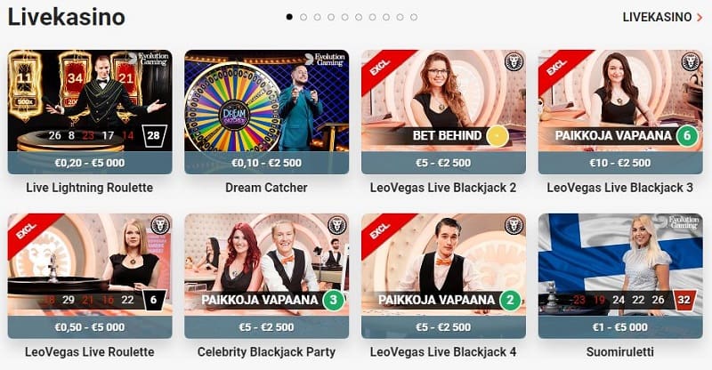 LEoVegas tarjoaa erinomaisen livekasinon