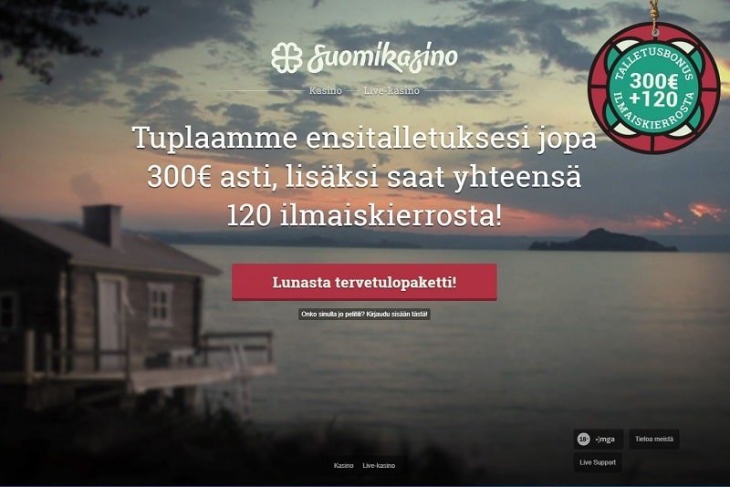 Suomikasino sijaitsee kauniissa järvimaisemissa