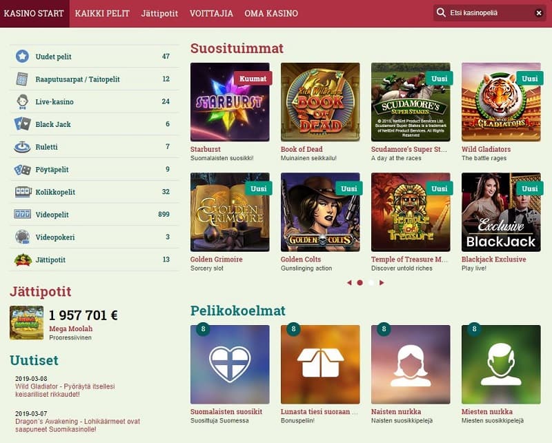 Suomikasinon pelivalikoima