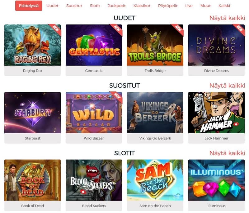CasinoPop pelivalikoima