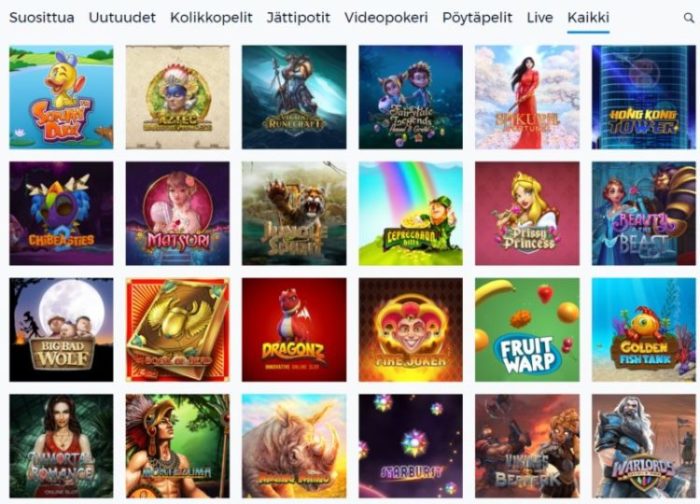 karjala kasino pelivalikoima