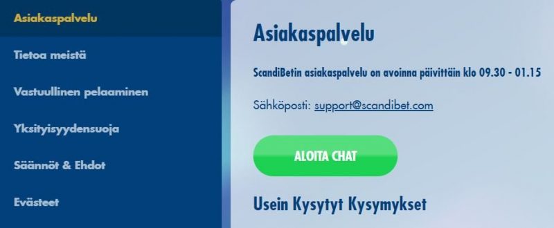 Scandibet Asiakaspalvelu