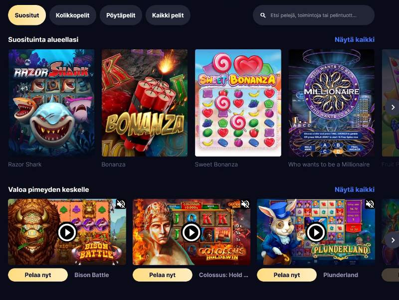 highroller casino pelivalikoima suosituimmat