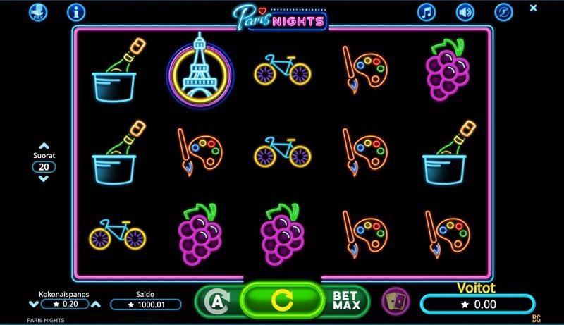 Paris Nights -kolikkopeli PlayFrank