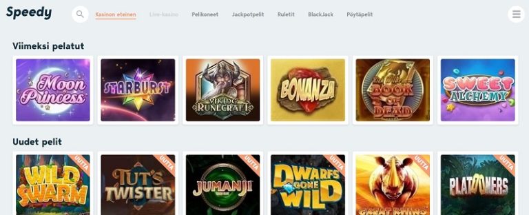 Speedy Casino pelivalikoima
