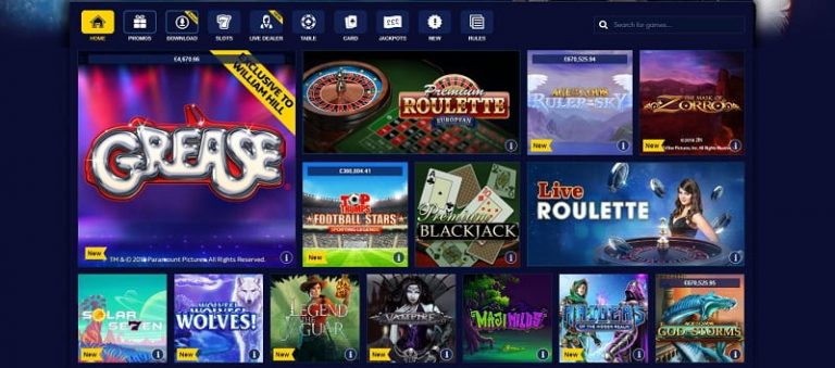 William Hill pelivalikoima
