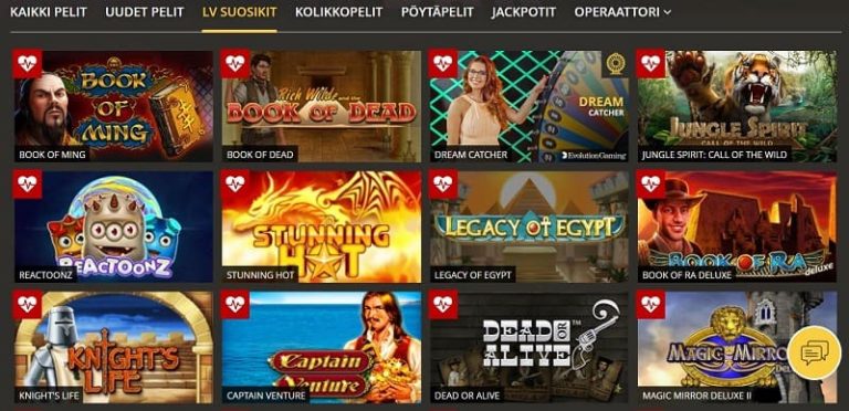 LV Bet Casinon pelivalikoima