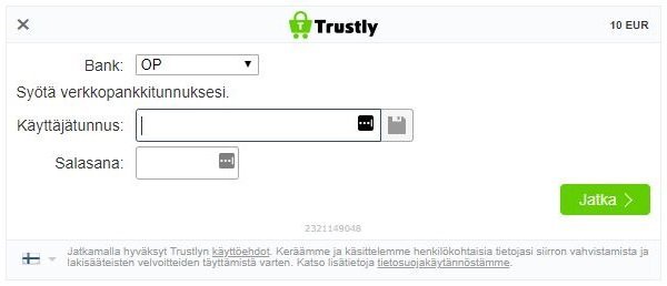 Kirjautuminen verkkopankkitunnuksilla.