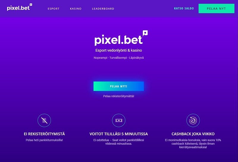 Pixel.bet tarjoaa kasinopelejä ja esports-vedonlyöntiä