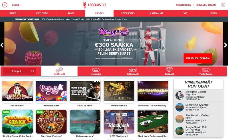 Legolas.bet tarjoaa myös kasinopelejä