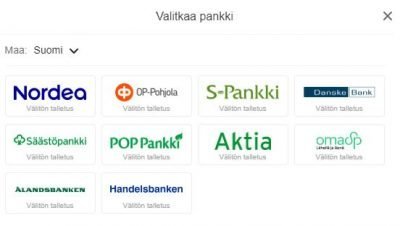 TurboVegas tarjoaa suorat maksut monen suomalaisen pankin tililtä