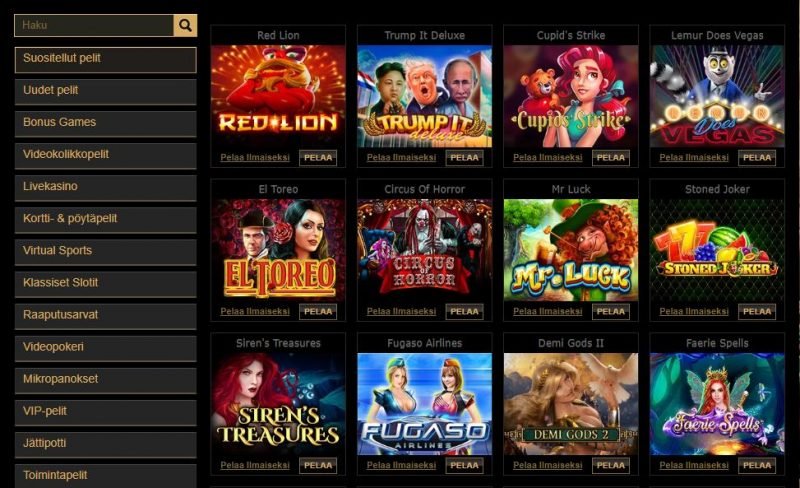 Parklane Casinon suositellut pelit