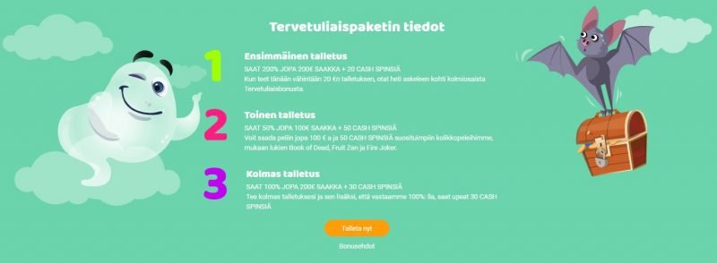 Boo Casino tervetuliaispaketti