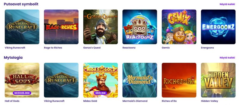 Wildz casino pelikategoriat