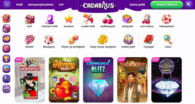 cadabrus casino pelivalikoima