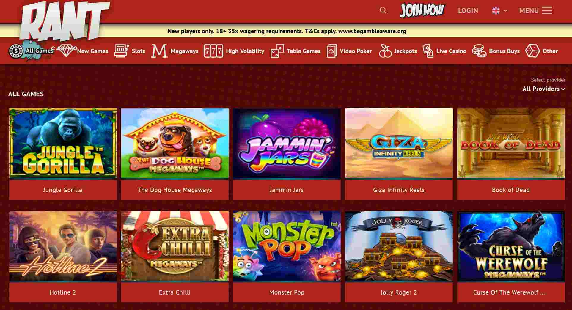 rant casino pelivalikoima kolikkopelit