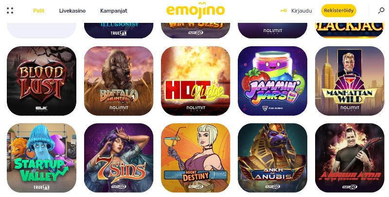 emojino casino pelivalikoima