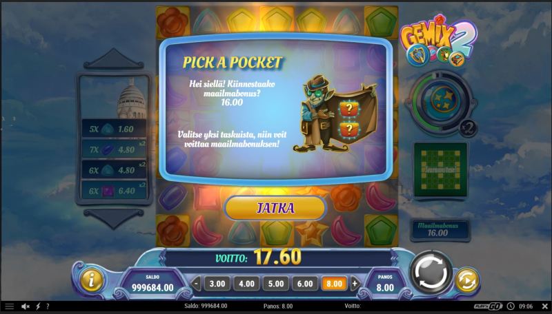 gemix pick a pocket maailmabonus