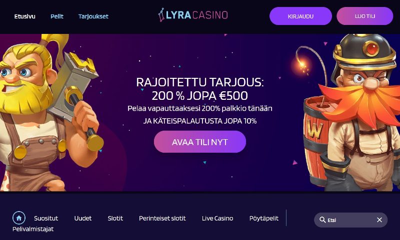 lyracasino suomi etusivu