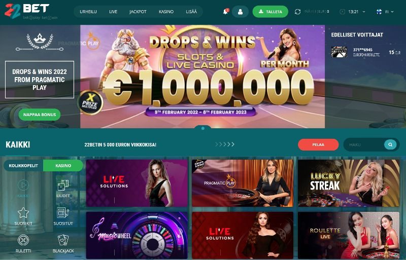 22bet casino suomi etusivu