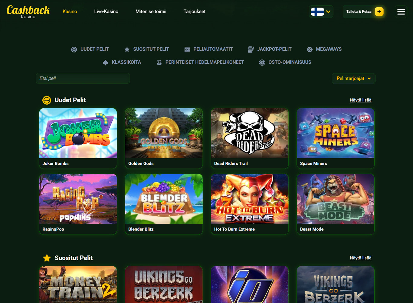 Cashback Casino Screenshot