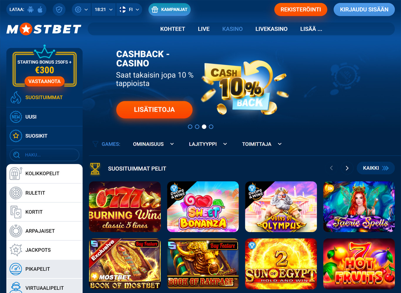 Mostbet Casino screenshot