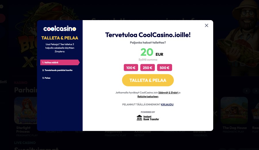 Cool Casino talletus Zimplerillä