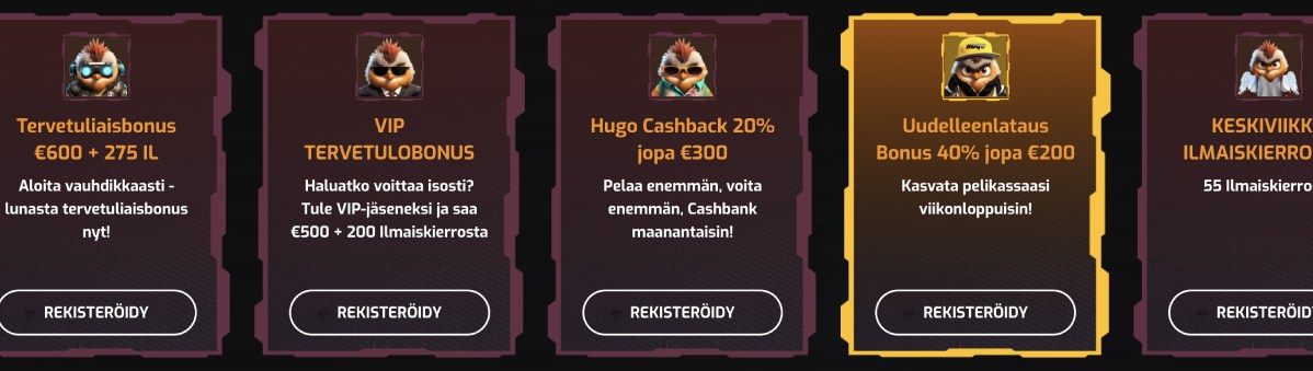 Hugo Casino vaihtuvat kampanjat