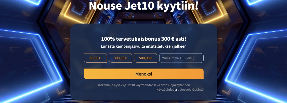 Jet10 Casino talletusikkuna